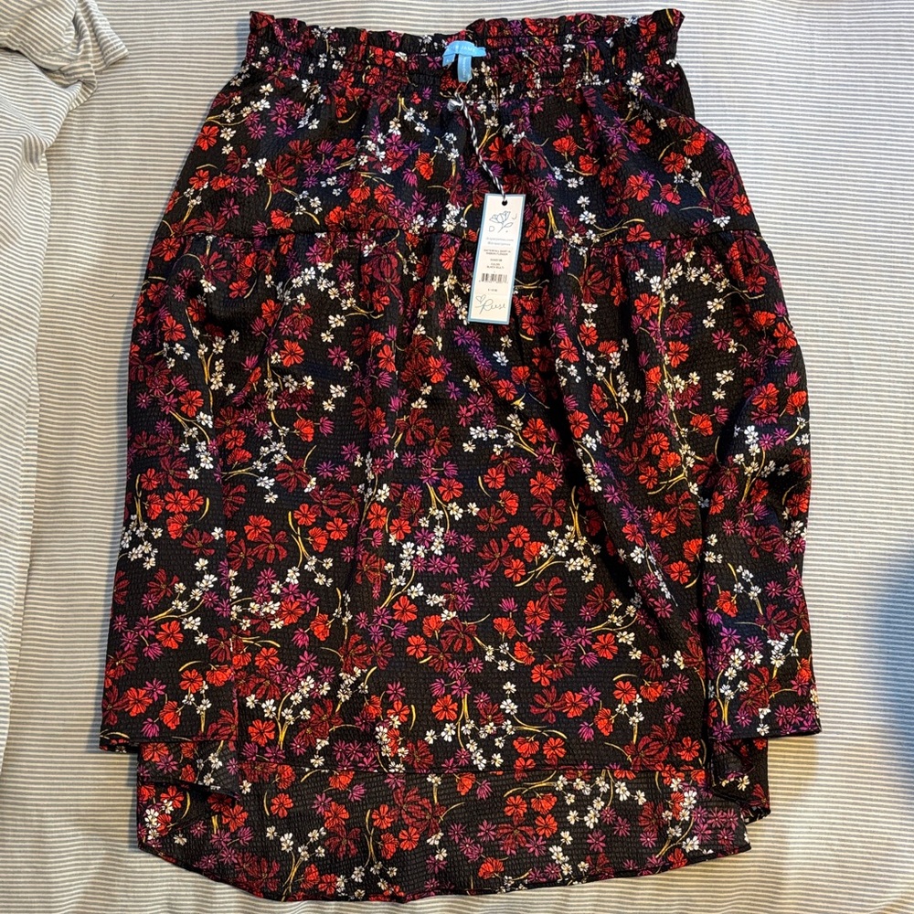 Draper James Black Floral High Low Skirt
